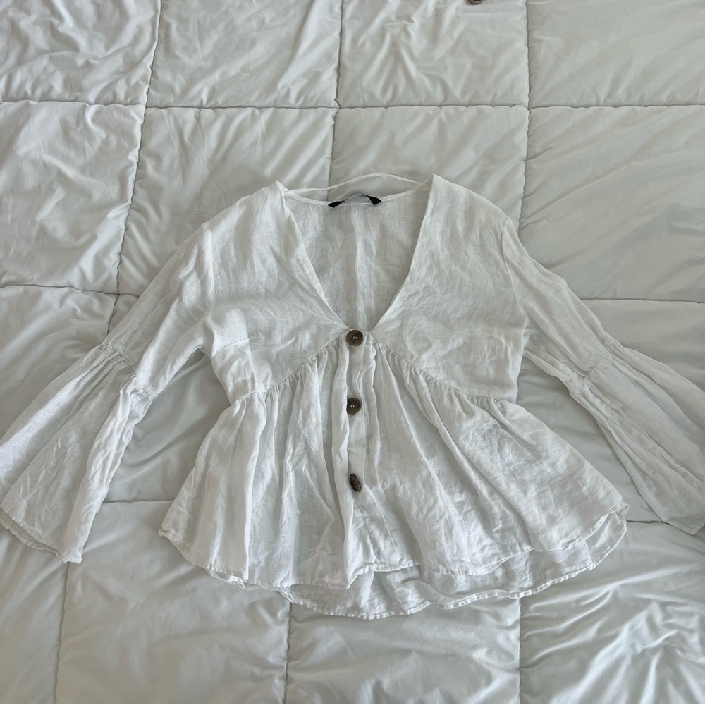 Zara linen babydoll top